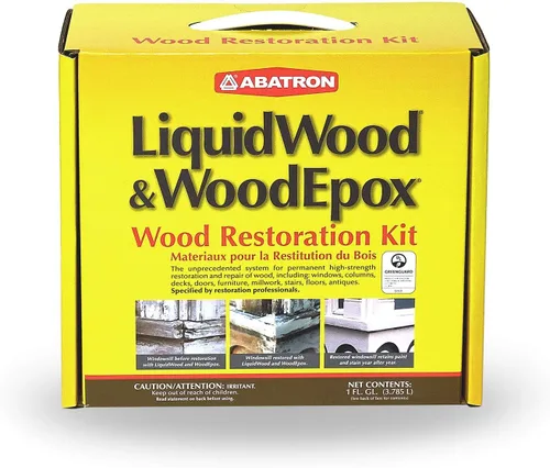 Vista 2 de Juego de restauración para madera Wrk4qkr 4qt Incluye endurecedor de madera de resina epoxi LiquidWoodWood, incluye relleno de madera WoodEpox