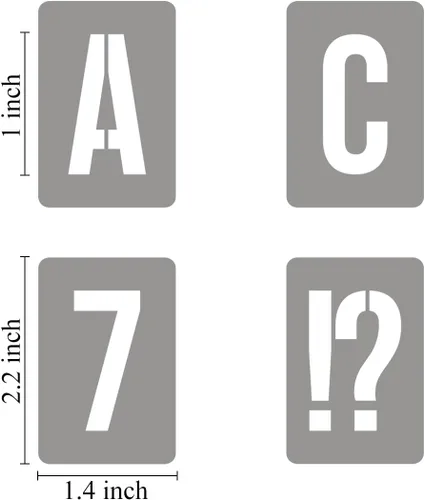 Vista 6 de Plantillas de letras del alfabeto de 1 pulgada para pintar, paquete de 42 plantillas de letras y números con letreros para pintar sobre madera