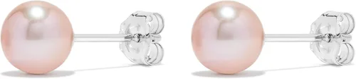 Vista 3 de Pendientes clásicos de plata de ley 925 AAA con perlas cultivadas de agua dulce rosadas - Elección de tamaño de perla