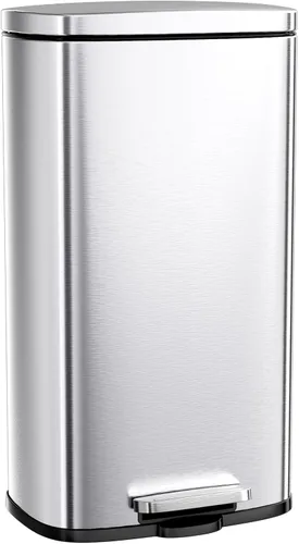 Vista 11 de Arlopu Cubo de basura de acero inoxidable de 8/13.2 galones, cubo de basura de cierre suave con cubo interior de plástico extraíble, a prueba