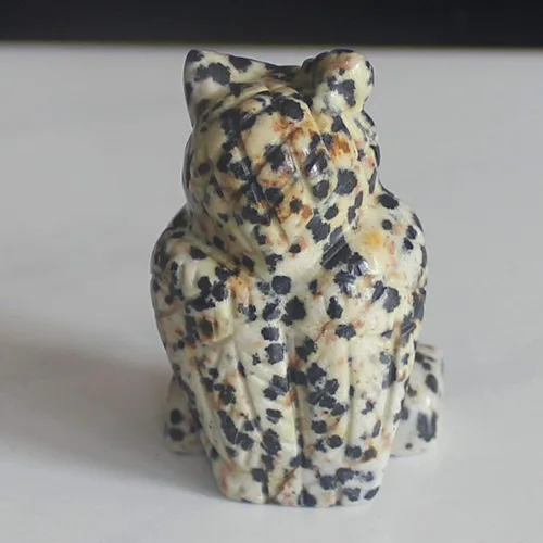 Vista 2 de 1.5 '' tallada a mano mixta gemstome cristal búho animal figura talla animal (jaspe dálmata)