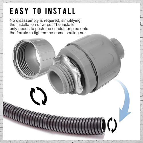 Vista 5 de Maitys Conector hermético de líquido de 1/2 pulgada, accesorios de conducto eléctrico de PVC, conector de conducto flexible recto de 180 grados