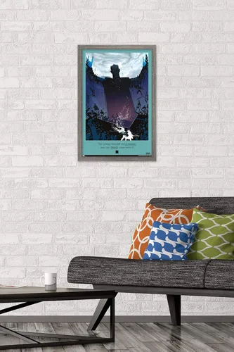 Vista 2 de Trends International Juego de tronos - Póster de pared de noche larga, 14.725 x 22.375 pulgadas, versión enmarcada de madera de granero