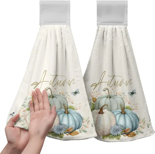 Vista 8 de Honey Bee - Juego de 2 toallas colgantes de cocina de verano con lunares y lazo para colgar, toallas de cocina de granja amarillas, suaves