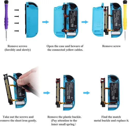 Vista 4 de FYOUNG Nueva versión Pestillos de repuesto compatibles con interruptorinterruptor OLED JoyCon, kit de herramientas de reparación de hebillas