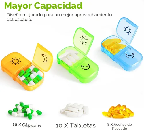 Vista 4 de AUVON Organizador semanal de pastillas 2 veces al día con bolsa de piel sintética, pastillero de viaje AM PM 7 días con diseño de apertura grande