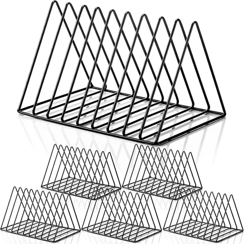 Vista 8 de Shimeyao Soporte para revistas, 14 piezas, triangular, soporte de metal para libros, discos de vinilo, organizador de archivos triangular