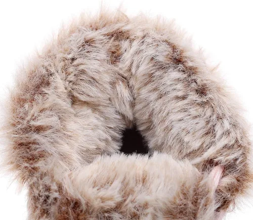 Vista 3 de Bebila Botas de nieve de invierno para niños pequeños, con cordones, antideslizantes, suela suave, para recién nacidos, cálidos, de piel al tobillo
