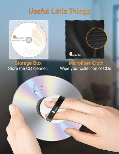 Vista 6 de Arsvita Kit de Disco Limpiador de Lentes Láser para Reproductor de CD/VCD/DVD, Seguro y Eficaz, ARCD-04 con sistema de limpieza de doble cepillo