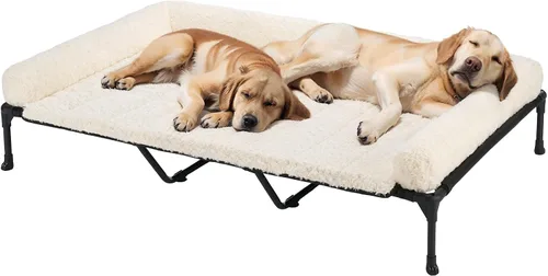 Vista 16 de Veehoo - Camas elevadas para perros de tamaño mediano con cojín de felpa esponjosa Orthopedic Raised Dog Beds for Indoor Outdoor, Soft Pet Sofa