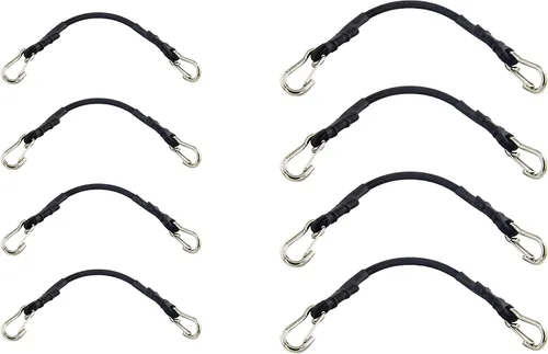 Vista 8 de Cuerdas elásticas con ganchos, cuerda elástica ligera (18 pulgadas x 4 unidades, color negro)