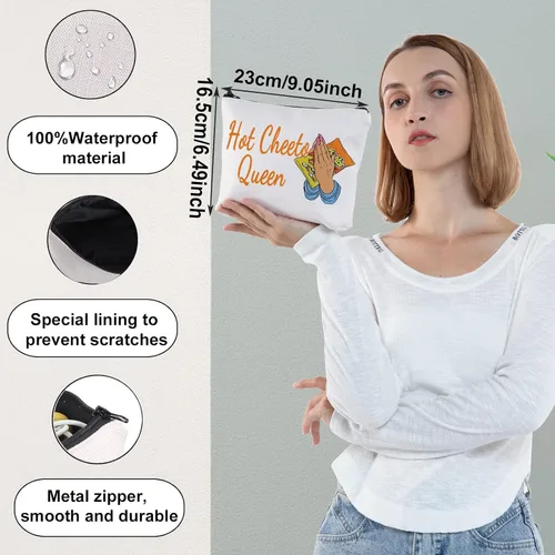 Vista 2 de WZMPA Bolsa de cosméticos para alimentos de mazorca de maíz, regalos para amantes de la comida, bolsa de maquillaje con cremallera de reina caliente
