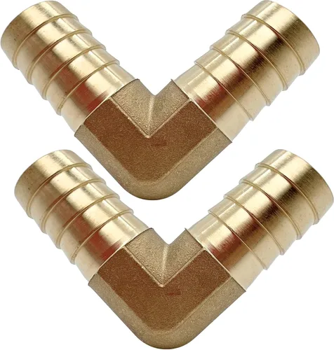 Vista 3 de 2 piezas de acoplador de manguera de latón con púas 1/2" x 1/2" de 90 grados con conector de codo angular derecho por CX WONDERLAND
