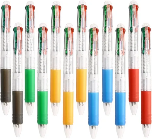 Vista 2 de Bolígrafo multicolor de 0.028 in, tinta de 4 colores (negro, azul, rojo, verde) en un bolígrafo retráctil para suministros escolares de oficina