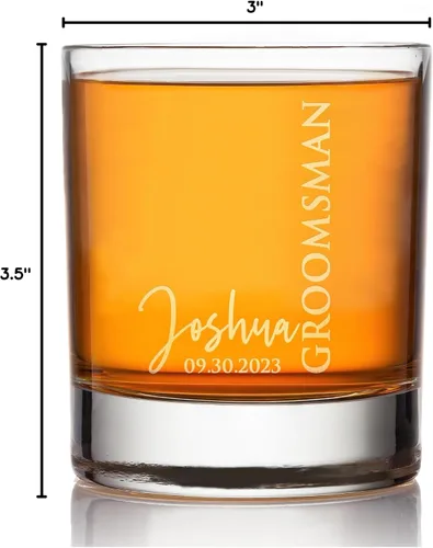 Vista 8 de D1 - Vaso de whisky personalizado para padrinos de boda, recuerdos de despedida de soltero personalizados y regalos para el mejor hombre