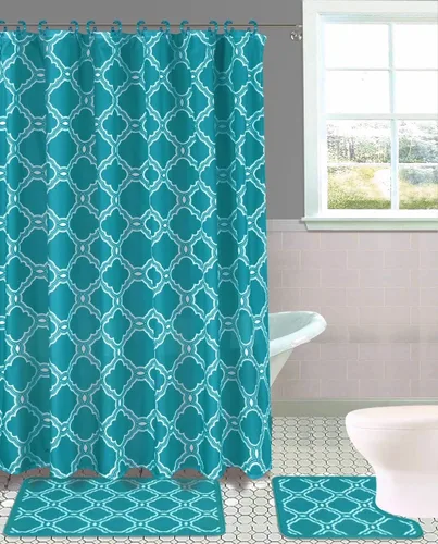 Vista 10 de Juego de 15 tapetes de baño para baño, cortina de ducha, diseño estampado de mariposa o peine de miel (color negro mariposa)