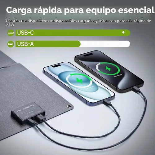 Vista 4 de ALLPOWERS SP001 - Cargador de panel solar portátil de 21 W
