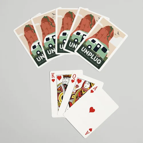 Vista 7 de Lantern Press Angels Landing, Zion National Park, Utah, Go Unplug, Retro Camper, 52 Playing Cards for Adults, Poker Size Card Deck