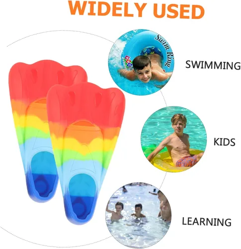 Vista 4 de SUPVOX Aletas de natación de silicona, cuchillas cortas, aletas en forma de abanico para niños, entrenamiento, esnórquel, buceo, uso ligero