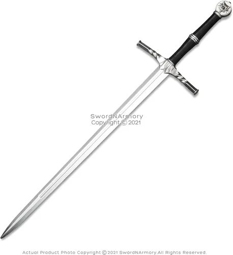 Vista 3 de Espada larga medieval de plata de alta densidad de espuma de alta densidad para cosplay, regalo LARP, plateado, 41 pulg.