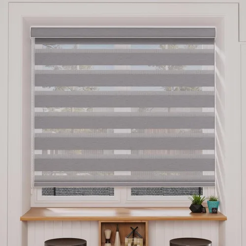 Vista 13 de MYshade Persianas enrollables de cebra opacas (85 %) con cordón para ventanas interiores, persianas de doble capa beige para dormitorio, baño, sala