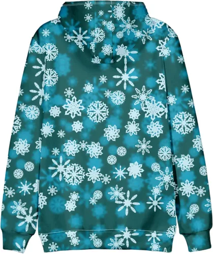 Vista 3 de Sudadera con capucha estampada para hombre, diseño de árbol a cuadros, casual, manga larga, forro polar, con cordón