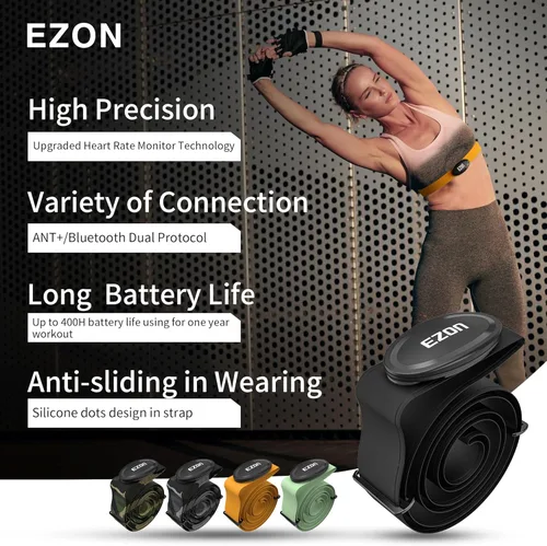 Vista 3 de C009Pro Heart Rate Monitor Chest Strap with BLE 5.1& ANT+,HR Monitor Chest Sensor,Up to 400H Battery Life,Sitable for Running Cycling Gym,Compatible