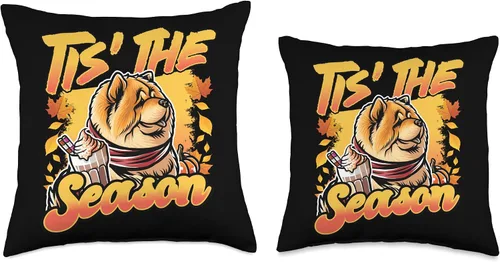 Vista 3 de BCC Chow Chow Shirts & Asian Dog Lover Gifts Chow Dog Scarf Pumpkin Happy Thanksgiving Throw Pillow, 16x16, Multicolor