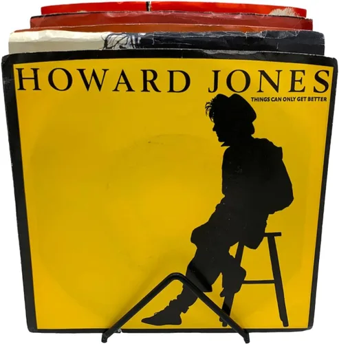 Vista 8 de Carpeta de archivos, soporte para revistas, soporte de almacenamiento de discos de vinilo, soporte de metal para periódicos y organizador de álbumes