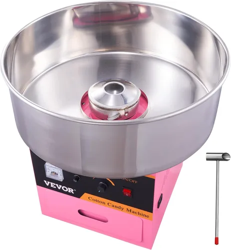 Vista 19 de VEVOR - Máquina eléctrica para hacer algodón de azúcar con carro, máquina comercial para hacer caramelo de 1000W con tazón de acero inoxidable