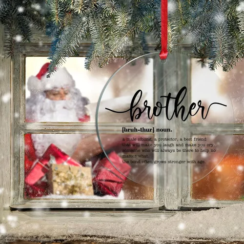 Vista 6 de Adorno colgante para árbol de Navidad, definición de hermano, regalo de vacaciones, adorno acrílico para árbol de Navidad, definición de sustantivo