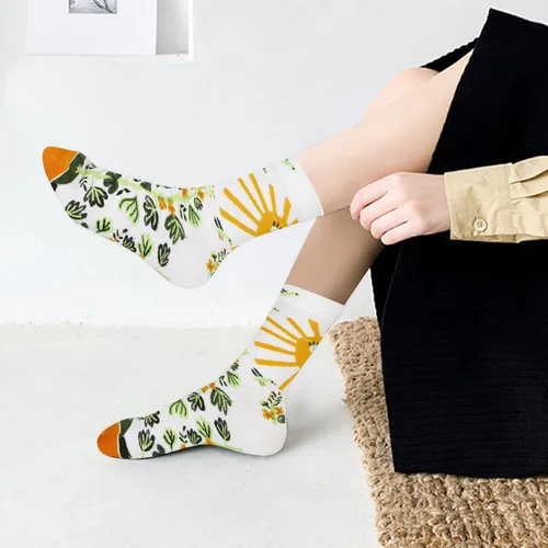 Vista 6 de Benefeet Sox Calcetines divertidos para mujer, calcetines de algodón casuales con estampado floral colorido de animales
