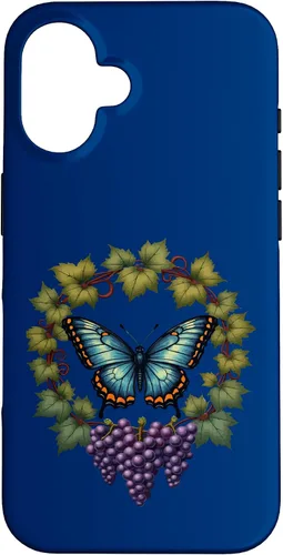 Vista 31 de Blue Winged Diana Fritillary Butterfly and Grape Vine Case for iPhone XR