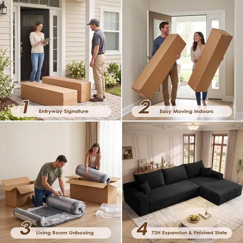 Vista 6 de AUGOP Sofá modular moderno de 108 pulgadas para sala de estar, sofá modular con sofás en forma de L, sofá tapizado sin hueso, sofá seccional