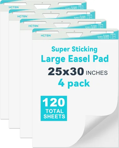 Vista 7 de Self-Stick Mini Easel Pad, 15 in x 18 in, 30 Sheets/Pad, 4 Pads, Sticky Flip Chart Paper for Teachers, Great for Students, Super Sticking Power &