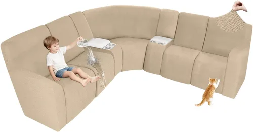 Vista 73 de ALIECOM Fundas 100% impermeables para sofá seccional reclinable, forma de L, elásticas, para esquina, funda para sofá seccional reclinable, lavable