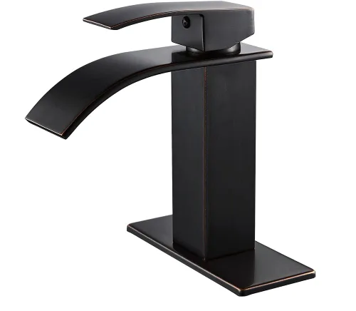 Vista 7 de VOTON Grifos de Baño Negros Modernos de Cascada para Lavabo de Baño Grifo de Baño Negro Mate de Una Sola Manija para 1 o 3 Agujeros con Placa