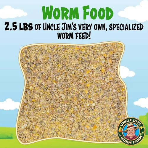 Vista 2 de Uncle Jim's Worm Farm Alimento orgánico para gusanos Suministro de alimentación de gusanos de 1 mes para meneadores rojos, gusanos de abono