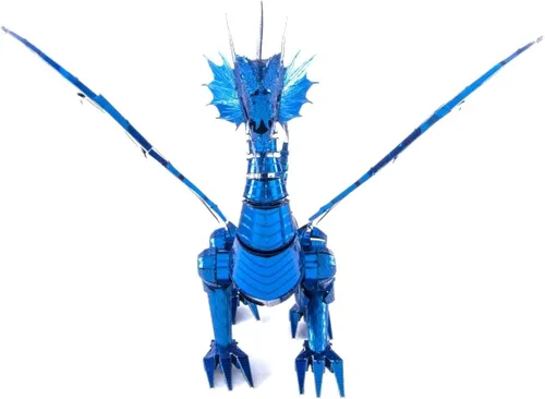 Vista 6 de Metal Earth Fascinations Premium Series Blue Dragon 3D Kit de modelo de metal con pinzas