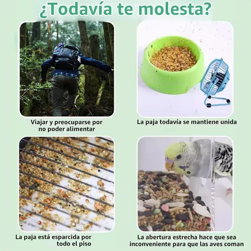 Vista 3 de Hamiledyi Comedero automático para pájaros sin ensuciar, contenedor de comida de semillas de loro acrílico transparente con jaula de perca