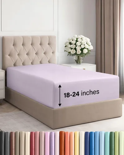Vista 76 de Sábana bajera ajustable extra profunda Twin XL – Sábana bajera individual de lujo de hotel solamente – Se adapta fácilmente a colchones de 18 a 24