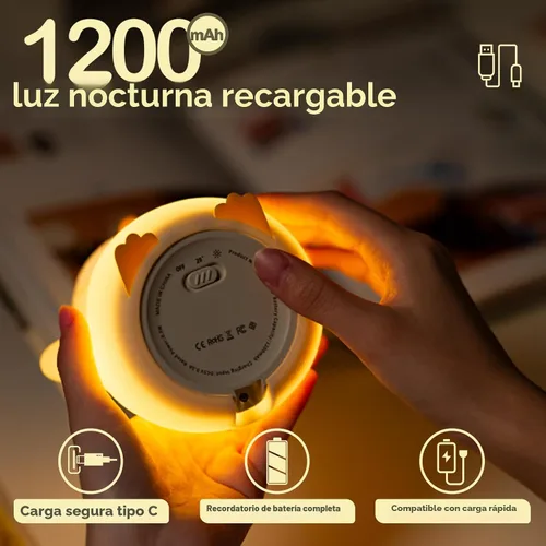 Vista 6 de ATSUI Luz Nocturna de Pingüino, Lámpara Nocturna de Animal Novelosa y Esponjosa LED, Silicona de Grado Alimentario, Atenuable en 2 Niveles, Luz