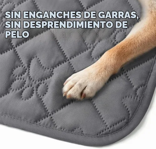 Vista 9 de Funda impermeable de 4 plazas para perros, manta acolchada con estampado de patas para sofá y cama de 4 cojines, resistente al pelo de mascotas Gris