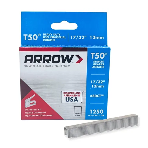 Vista 18 de Arrow 508 Heavy Duty T50 Longitud de pierna de 1/2 pulgada, corona de 3/8 pulgadas, grapas para tapicería, construcción, muebles, manualidades, 1250