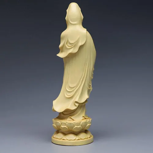 Vista 5 de ABOOFAN 1 adorno de bodhisattva Guanyin estatua de decoración de madera escultura artesanías Guanyin estatua de madera adorno de escritorio