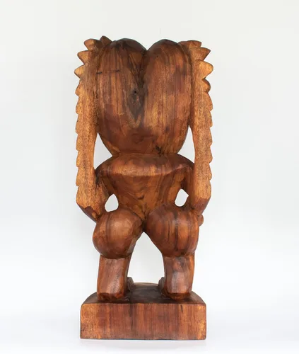 Vista 6 de G6 Collection Escultura de estatua tribal primitiva de madera extra grande de 24 pulgadas, hecha a mano, tótem de barra tiki, hecho a mano, regalo