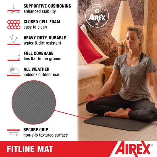 Vista 2 de AIREX Fitline 140 Premium - Alfombrilla de entrenamiento en casa para rehabilitación, entrenamiento de fuerza, aeróbicos acuáticos, ejercicio