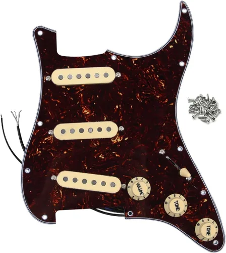 Vista 6 de FLEOR Golpeador precableado con pastillas Alnico 5, 3 bobinas simples, para guitarra eléctrica cargada - Negro