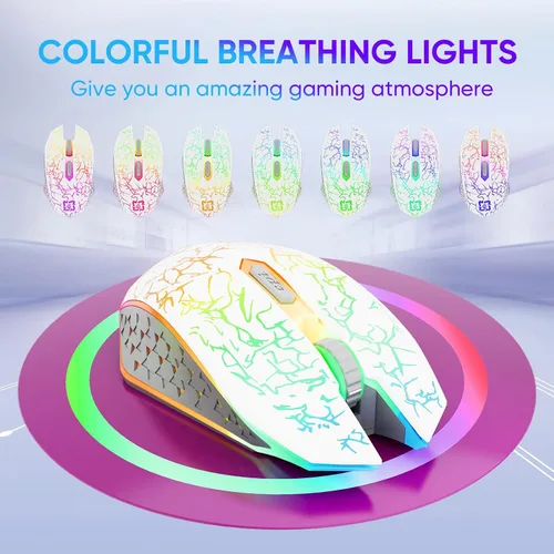 Vista 4 de MELOGAGA Ratón Bluetooth inalámbrico para juegos, 2.4G inalámbrico RGB recargable juego de PC ratón ratón ratón de computadora para computadora