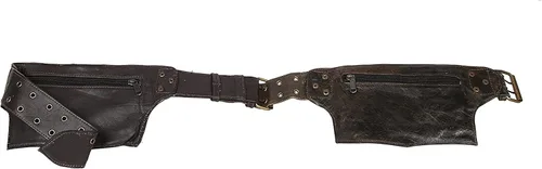 Vista 3 de Cangurera de cuero vintage para hombre y niño, bolsa de cuero para hombre, cinturón de mensajero, regalo para hombres y mujeres (negro)